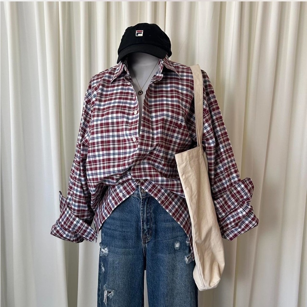 Brooks Brothers The Original Polo Shirt Plaid Burgundy Large.